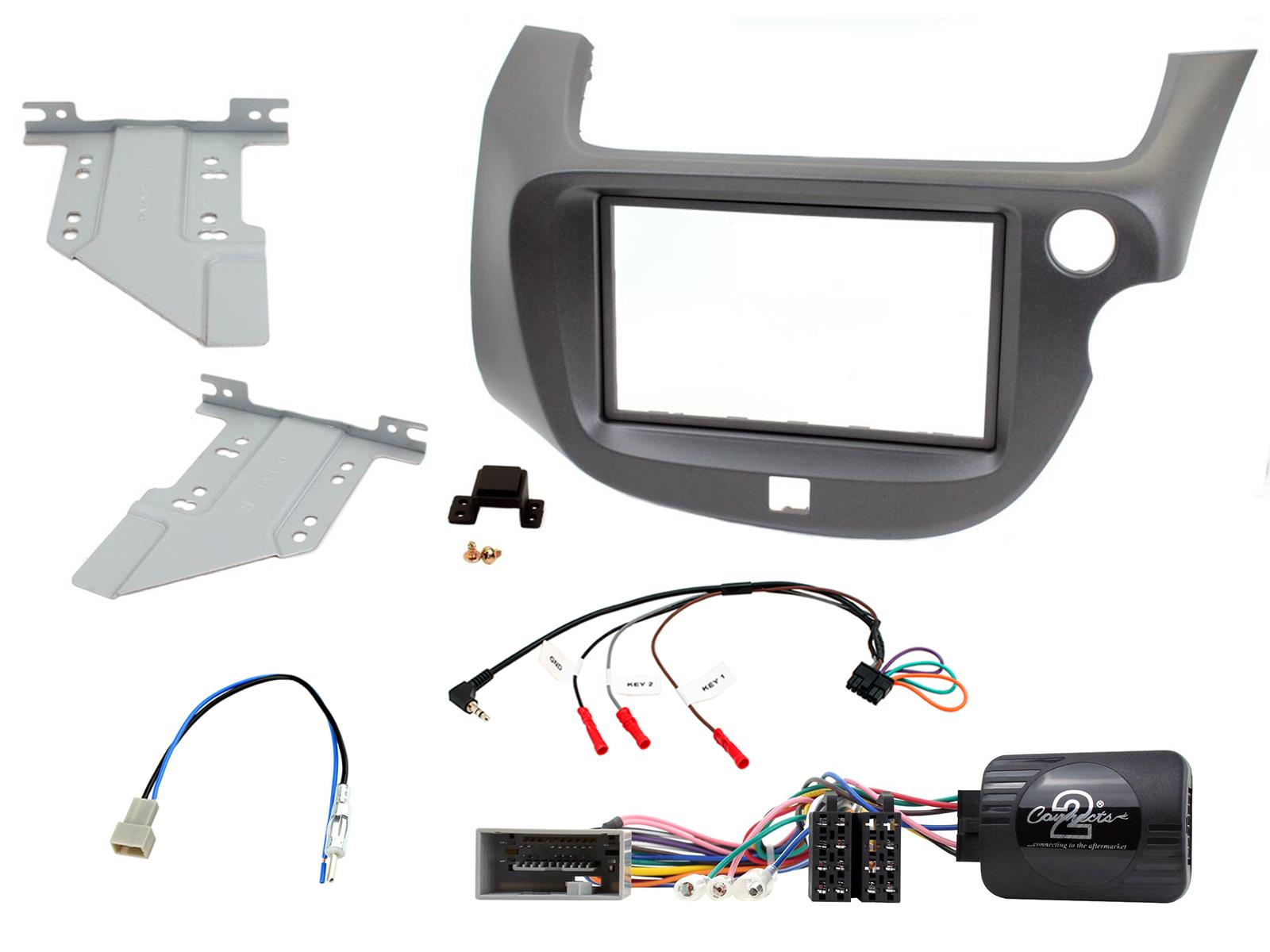 Honda Jazz 2008-2014 dark grey Double Din Installation Kit CTKHD17