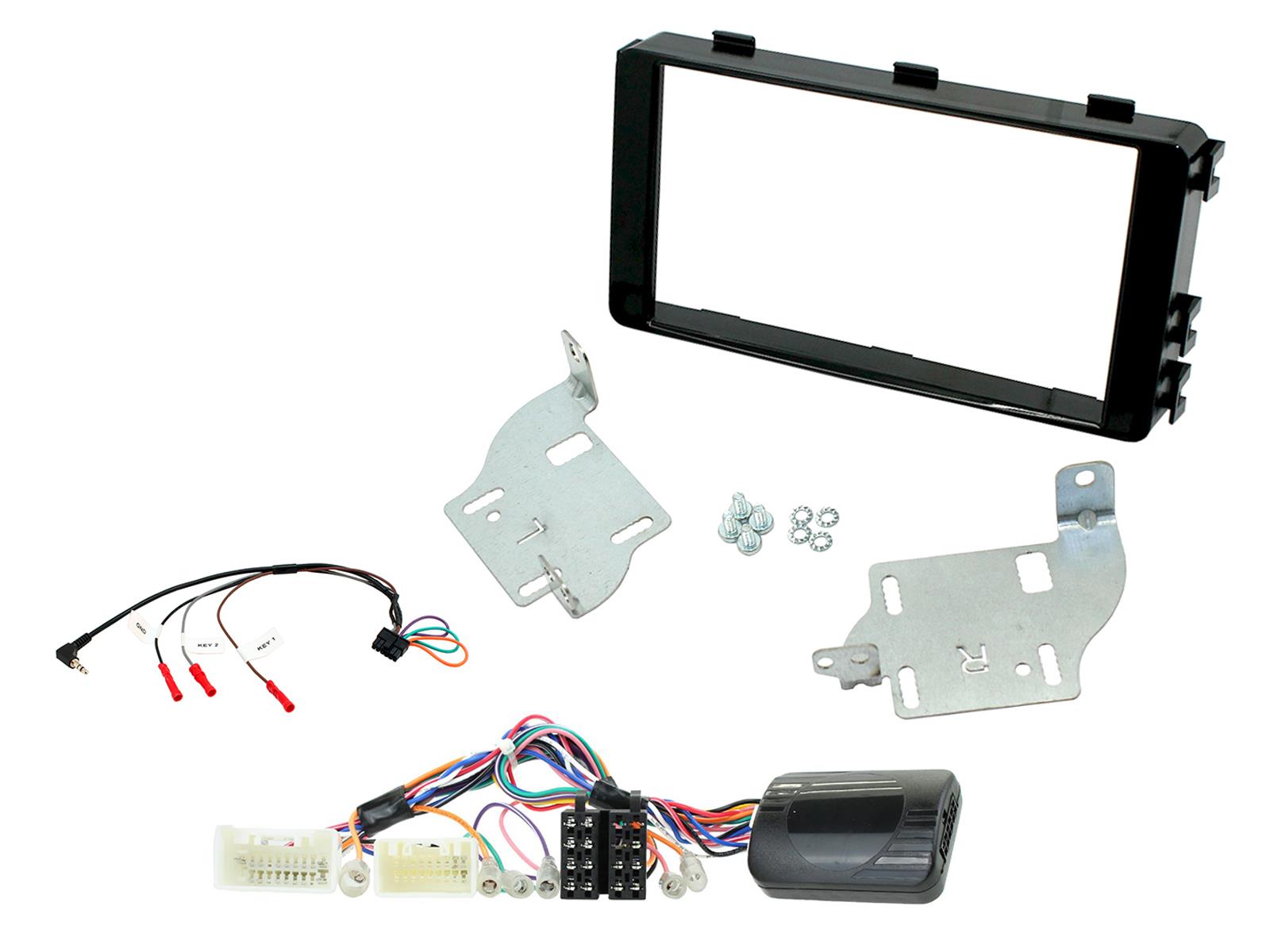 Mitsubishi Outlander (2013-2021) Black Double Din Car Stereo Amplified System Fascia Fitting Kit CTKMT11