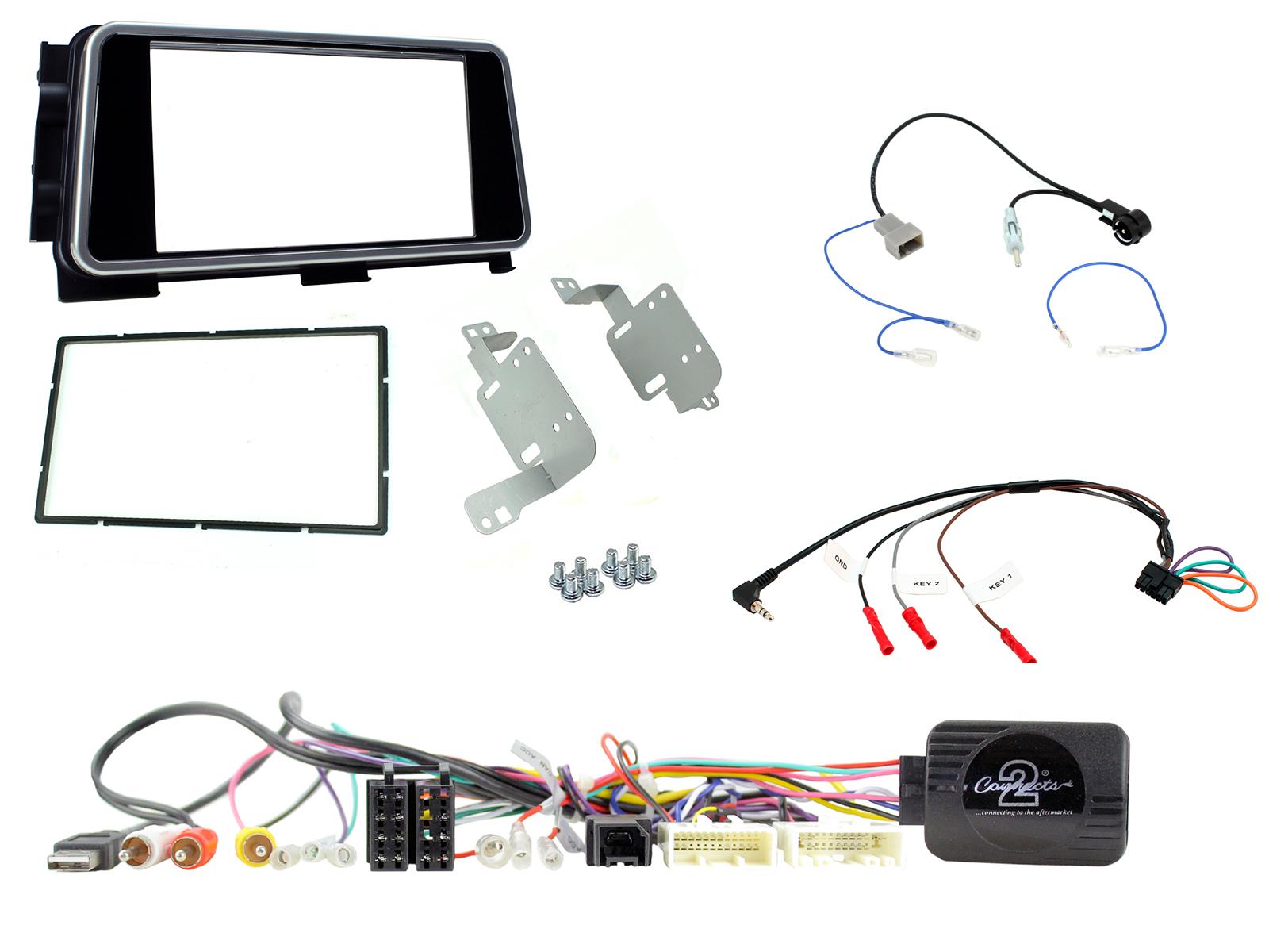Nissan Micra and Kicks 2017-2019 Double Din Stereo Fascia, Steering Control Fitting Kit CTKNS12