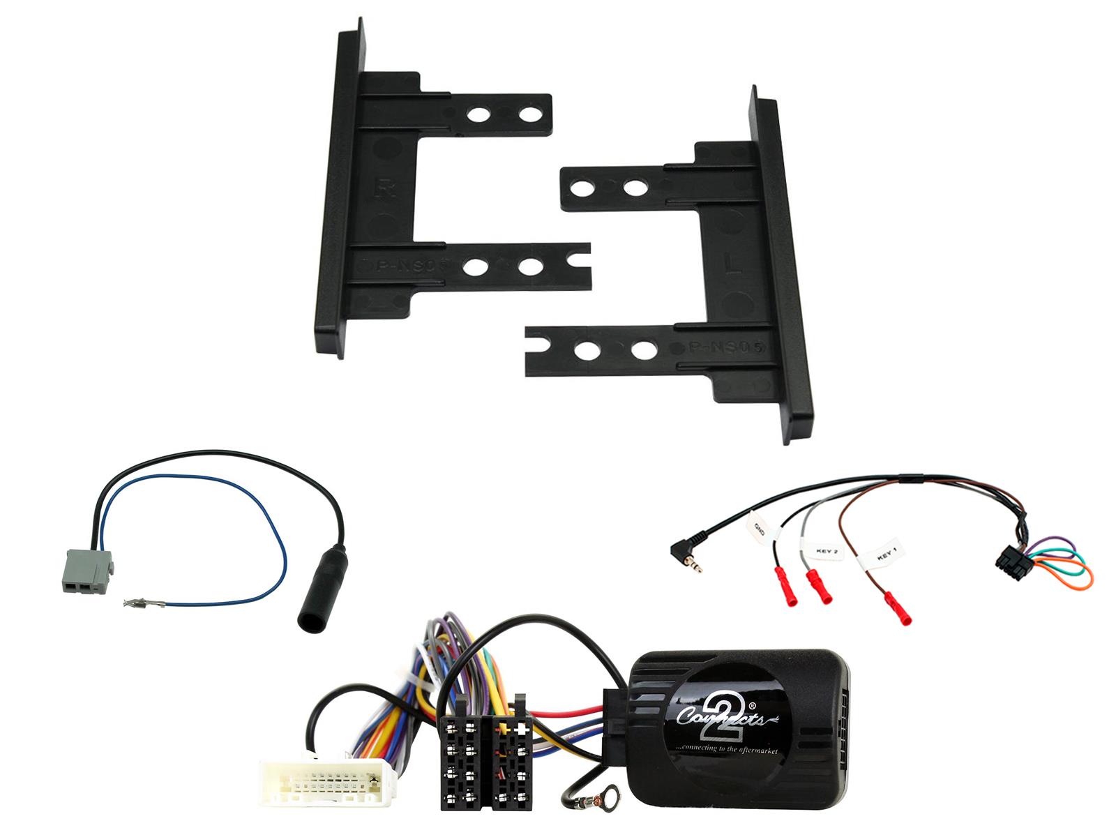 Nissan Note E11 2008-2012 Double Din Stereo Fascia, Steering Control Fitting Kit CTKNS16