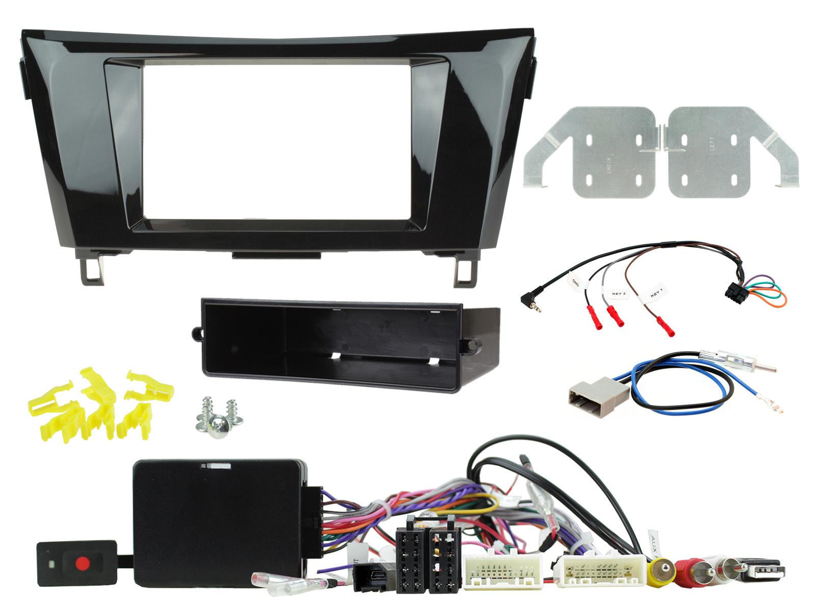 Nissan Qashqai, Rogue 2014-2017 360-degree camera retention Double Din Stereo Fascia, Steering Control Fitting Kit CTKNS18