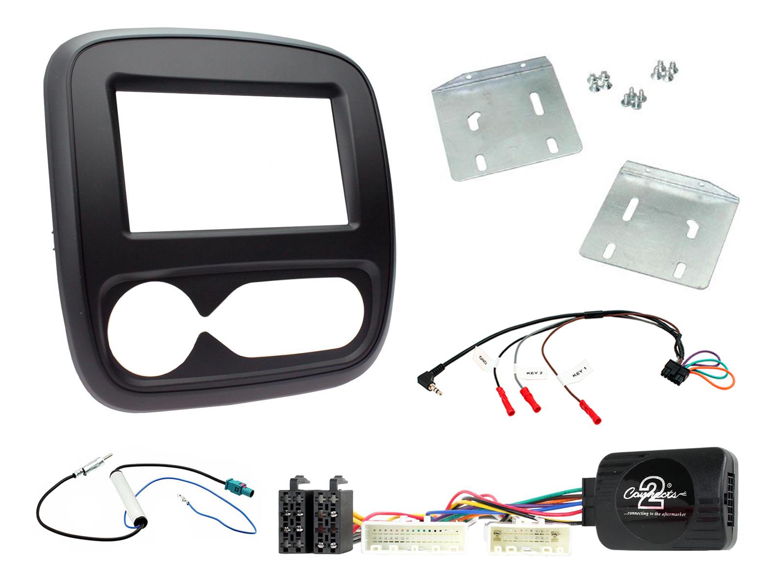 Renault Trafic 20157-2019 matt black (with black trim) Double Din Facia Kit CTKRT11