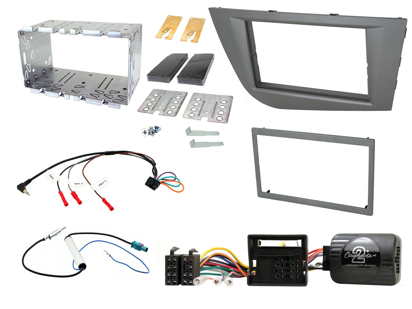 Seat Leon 2005-2012 Double Din Fitting Kit Fascia, Steering Control galena silver CTKST08