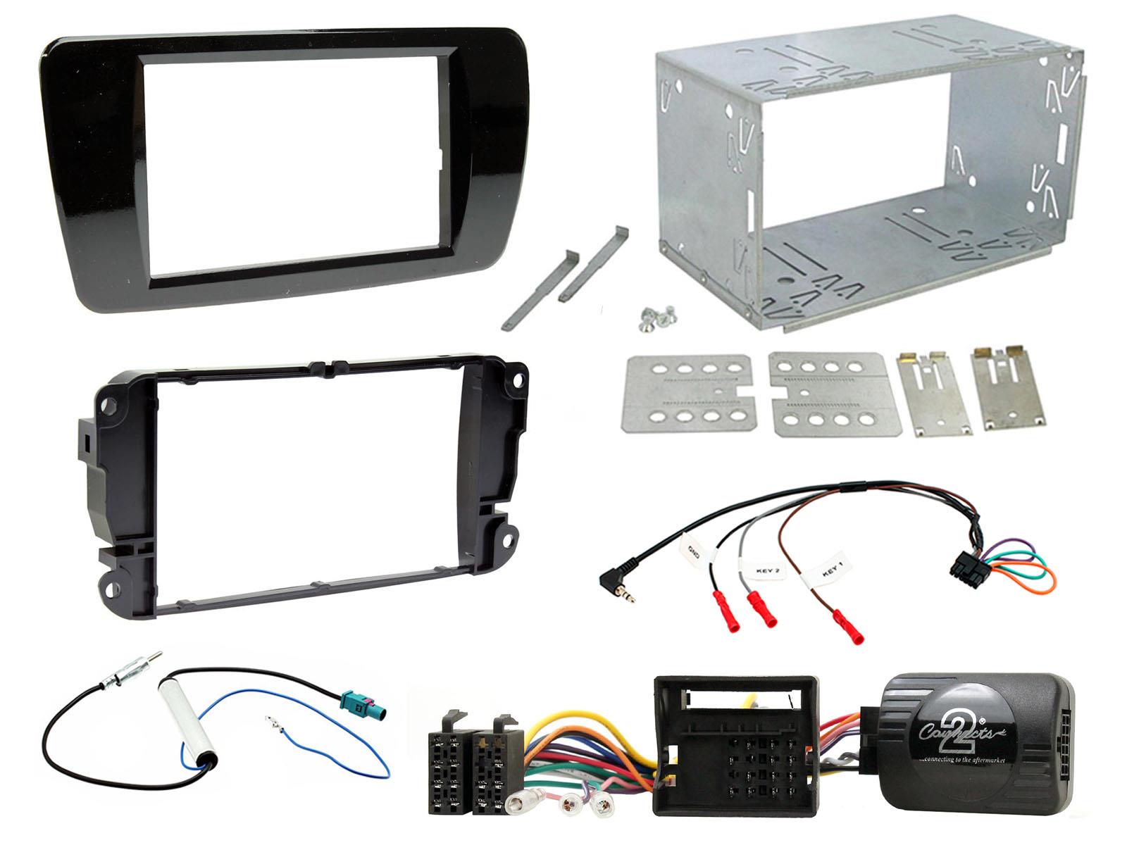 Seat Ibiza Typ 6J 2008-2014 Double Din Fitting Kit Fascia, Steering Control piano black CTKST09