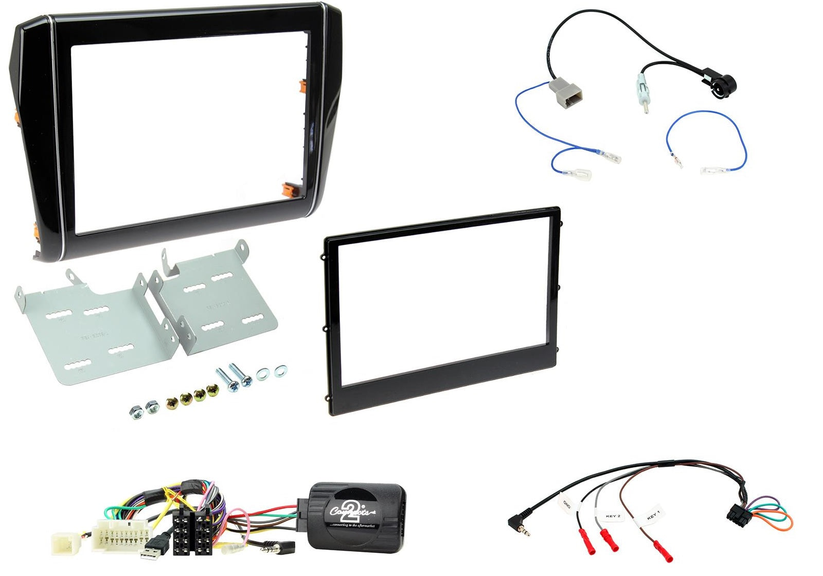 Suzuki Swift 2017 Onwards Double Din Car Stereo PIANO BLACK Fascia Fitting Kit CTKSZ10