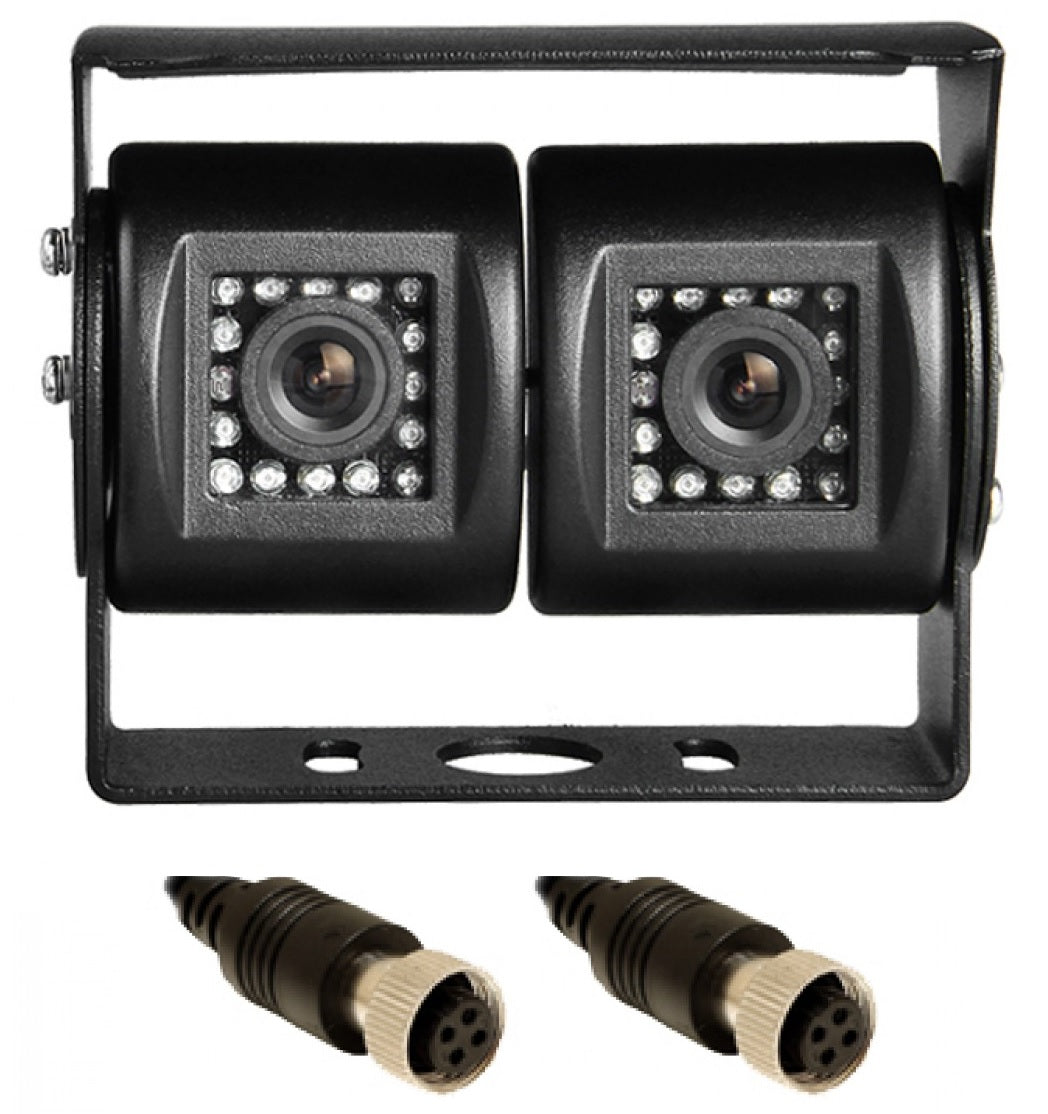 Black DUAL LENS rear view heavy duty camera with adjustable bracket NTSC CVC-UNI-329