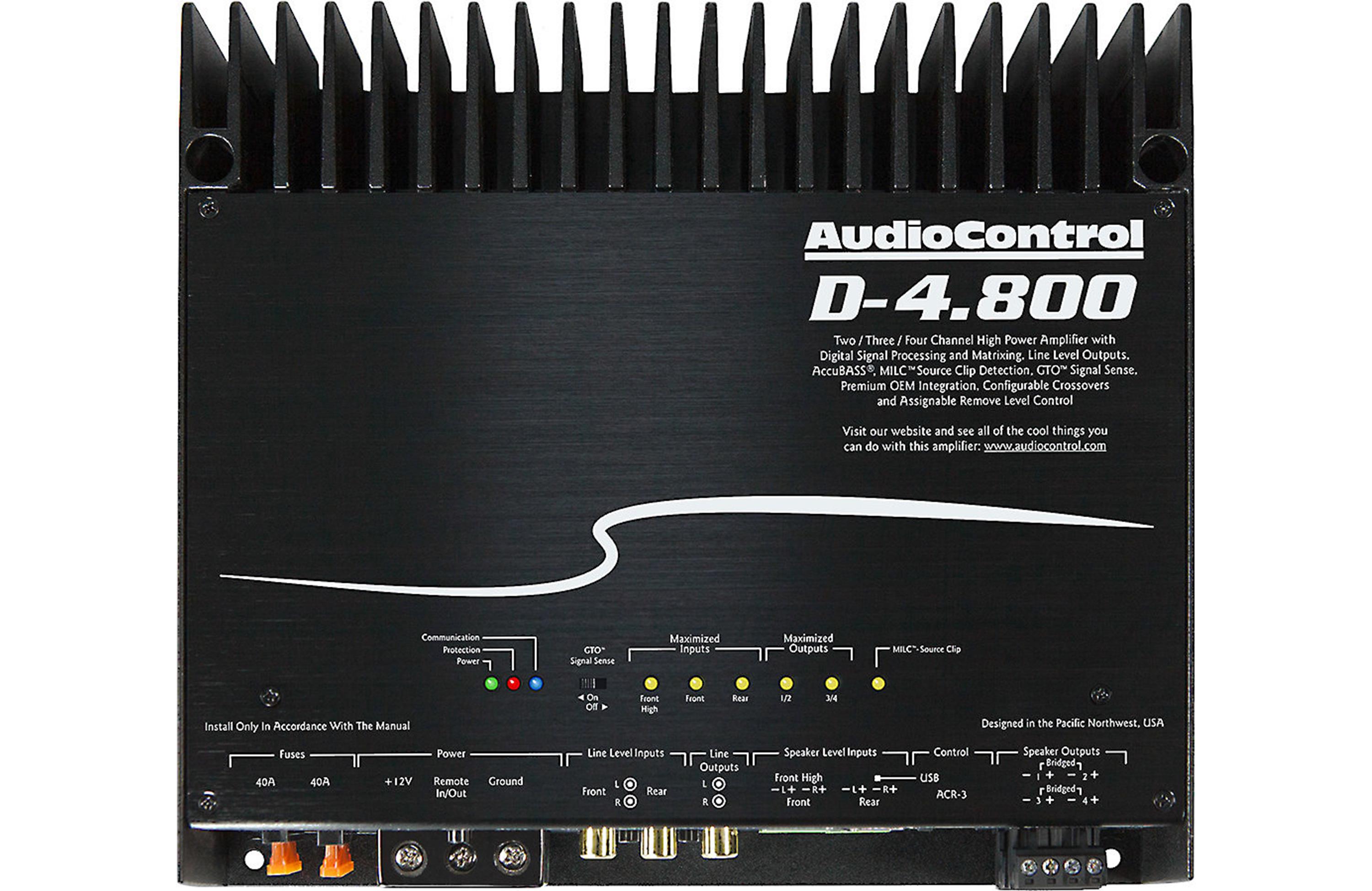 AudioControl D-4.800 D Series 800W RMS 4-channel Amplifier with Digital Signal Processing