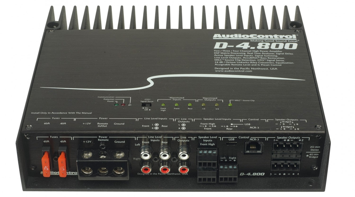 AudioControl D-4.800 D Series 800W RMS 4-channel Amplifier with Digital Signal Processing