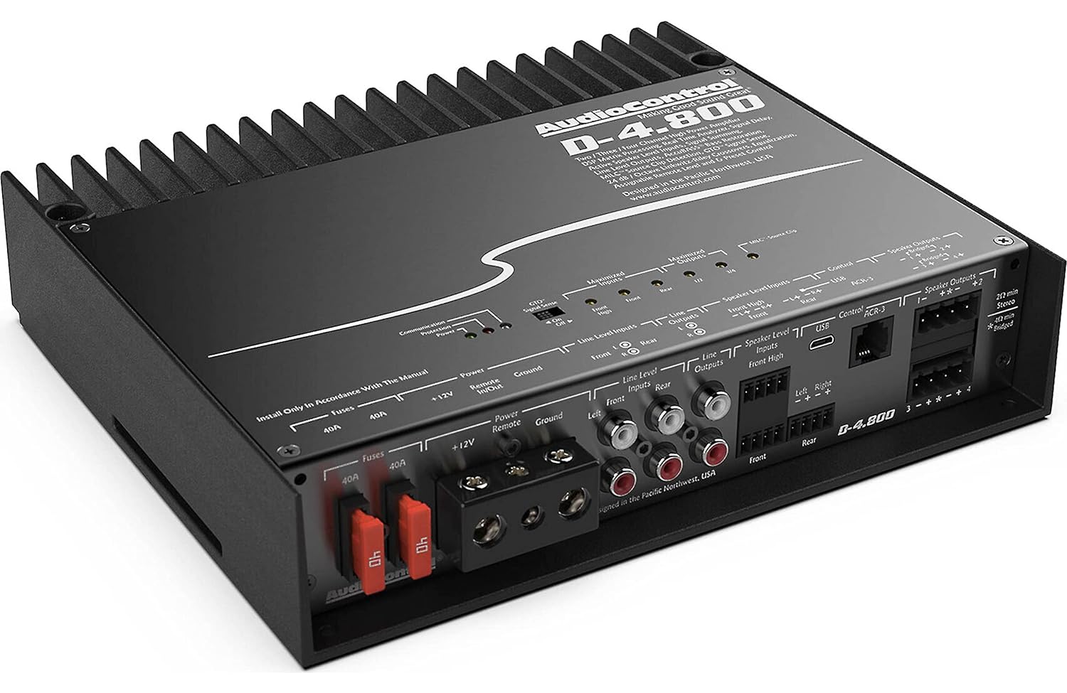 AudioControl D-4.800 D Series 800W RMS 4-channel Amplifier with Digital Signal Processing