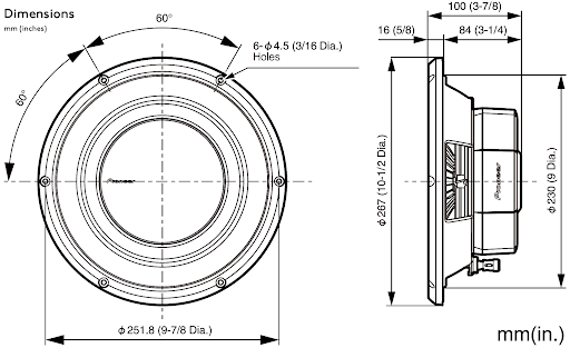 Pioneer TS-D10LS2 10"  25cm Dual 2 Ohm Shallow Mount Subwoofer 1300W