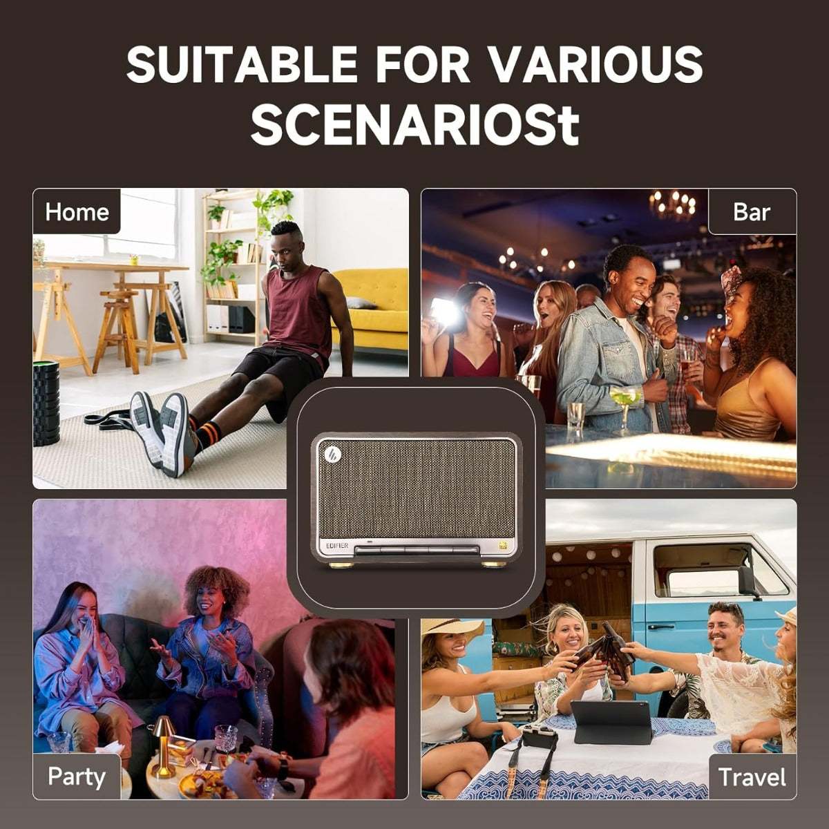EDIFIER D32 Hi-Res Audio 60W Tabletop Wireless Speaker - Black/Walnut