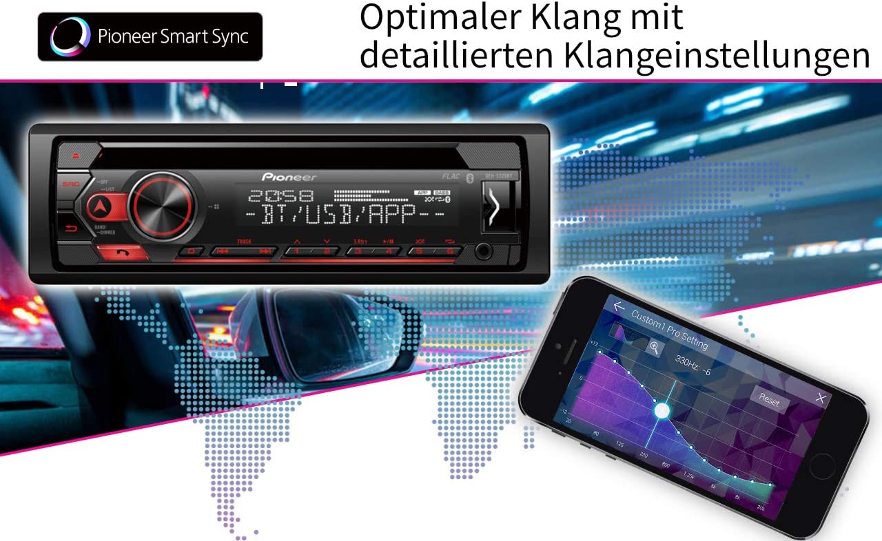 Pioneer DEH-S320BT Radio/CD/MP3 /WMA Bluetooth, USB and Aux-In, Direct  Spotify Android Control