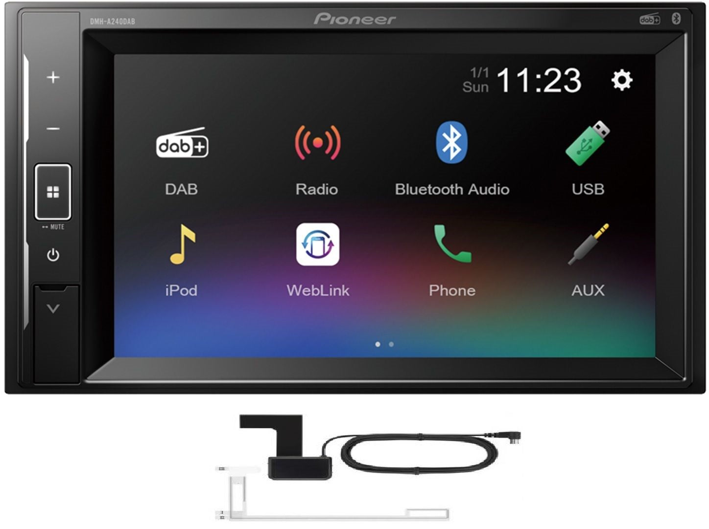 Pioneer DMH-A240DAB 6.2" Multimedia Player with Bluetooth, DAB/DAB+, Spotify & Siri Eyes DAB Aerial