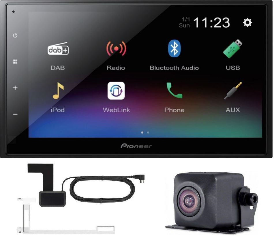 Pioneer DMH-A340DAB 6.8” Double Din Touch Screen DAB Radio, WebLink, Smartphone Mirroring, Bluetooth & USB DAB Aerial, Rear View Camera