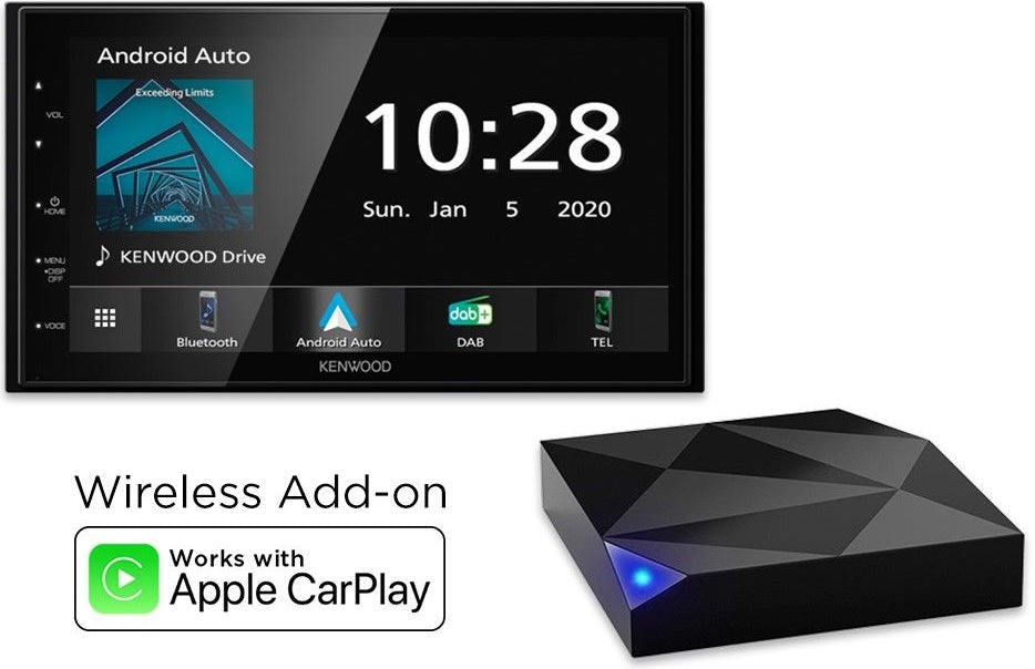 Kenwood DMX-5020DABS + CAR-WAC Wireless Apple CarPlay Bundle Bluetooth DAB+