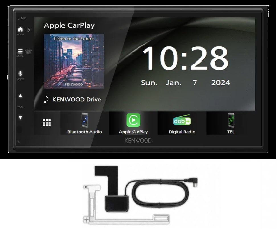 Kenwood DMX5023DABS 6.8"  Double DIN Short body Navigation with Apple CarPlay Android Auto W/ Aerial