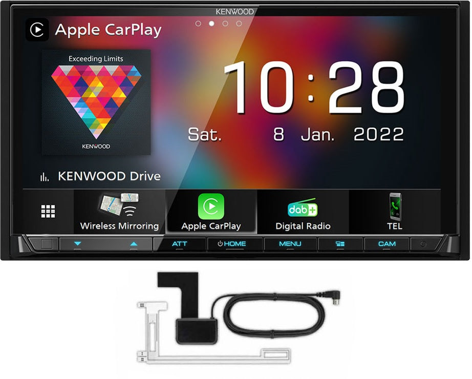 Kenwood DMX8021DABS 7"  Double DIN Wi-Fi with Apple CarPlay Android Auto w/ DAB  Aerial