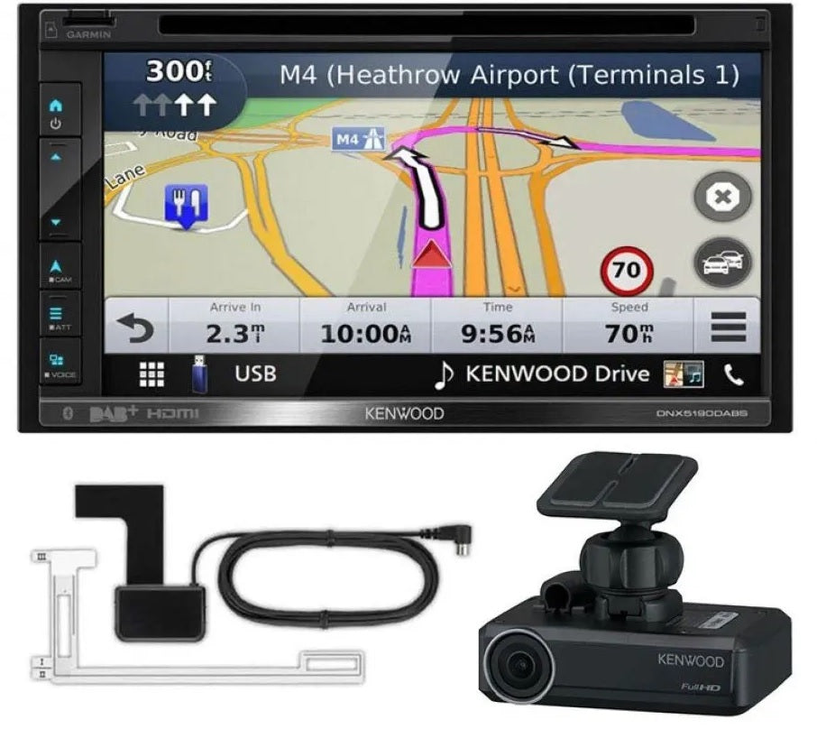 Kenwood DNX5190DABS 6.8" Touchscreen CarPlay, Android Auto with built-in Navigation + Dashcam