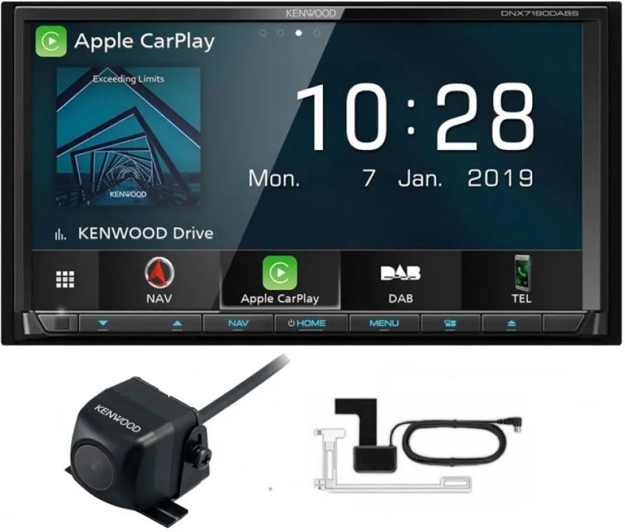 Kenwood DNX7190DABS 7.0" Touchscreen CarPlay, Android Auto with built-in Navigation + Reverse Camera