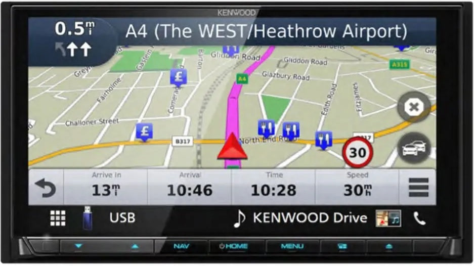 Kenwood DNX9190DABS 6.8" Touchscreen CarPlay, Android Auto with built-in Navigation Dashcam
