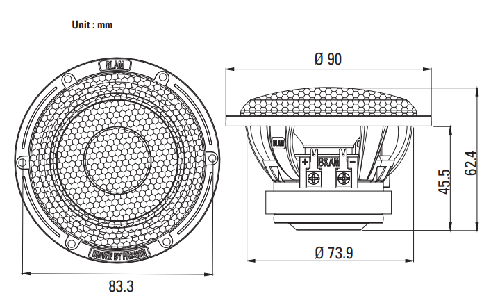 BLAM RELAX R80DB 80mm (3 Inch) dual voice-coil midrange car speakers (PAIR) BL-R80DB