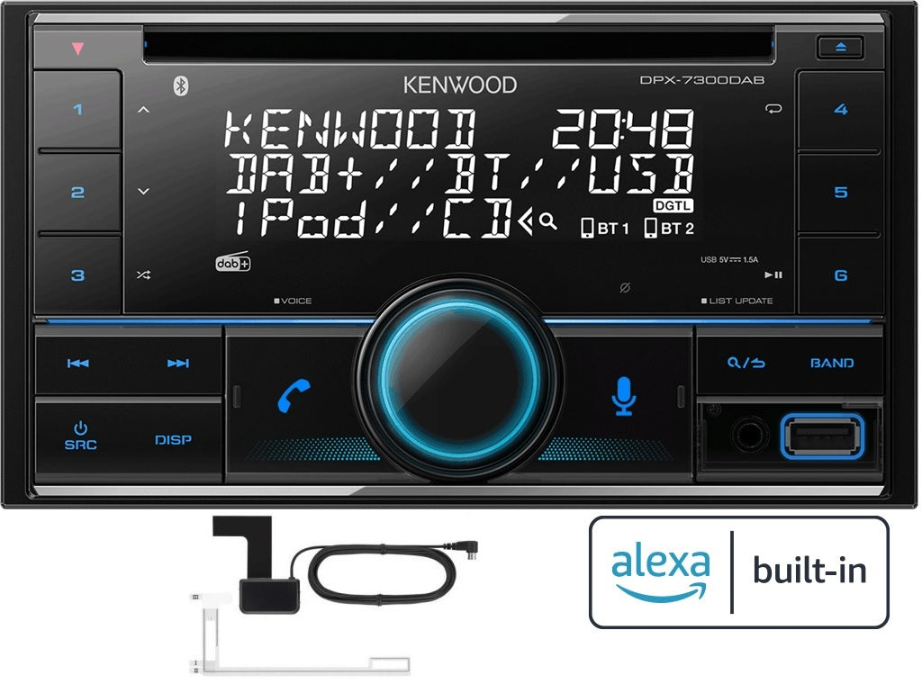 Kenwood DPX-7300DAB DAB Alexa, & Amazon Bluetooth iPod/iPhone/ANDROID  Illumination with DAB Aerial