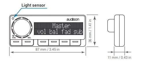 Audison DRC MP Digital Remote Control Multimedia Play AC Link BUS Black Rubber Touch