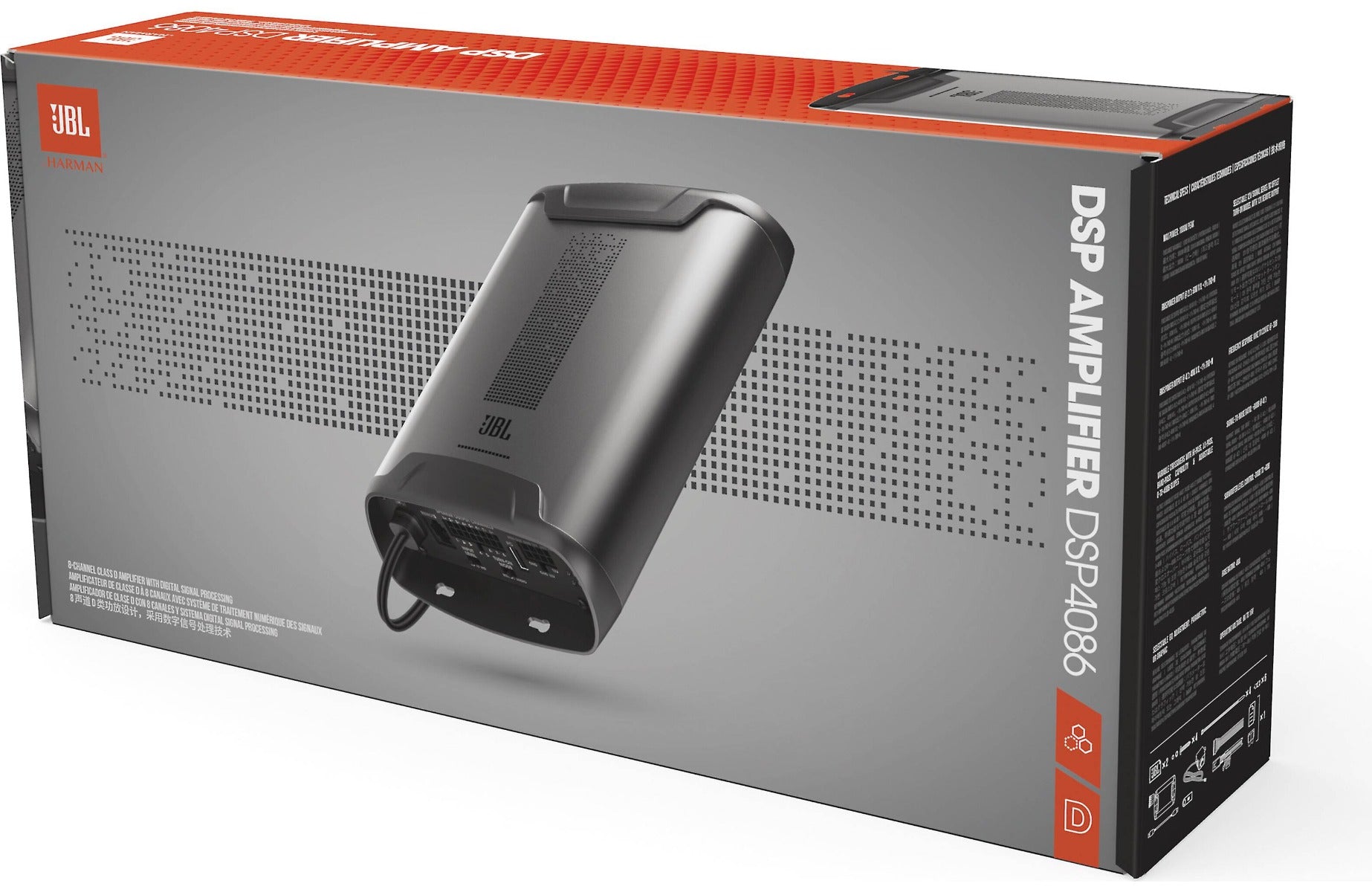 JBL DSP4086 8-channel 8 x 40 Watts RMS Class-D car amplifier with digital signal processing