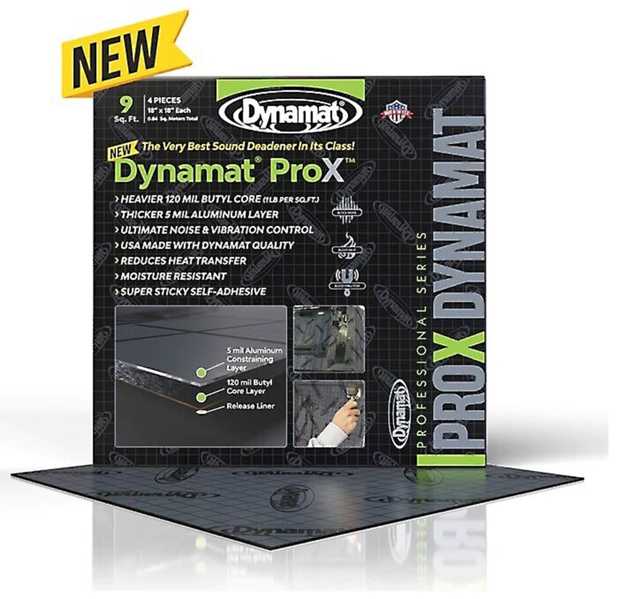 Dynamat Pro X 10509 9 square feet of sound damping material — four 18" x 18" pieces