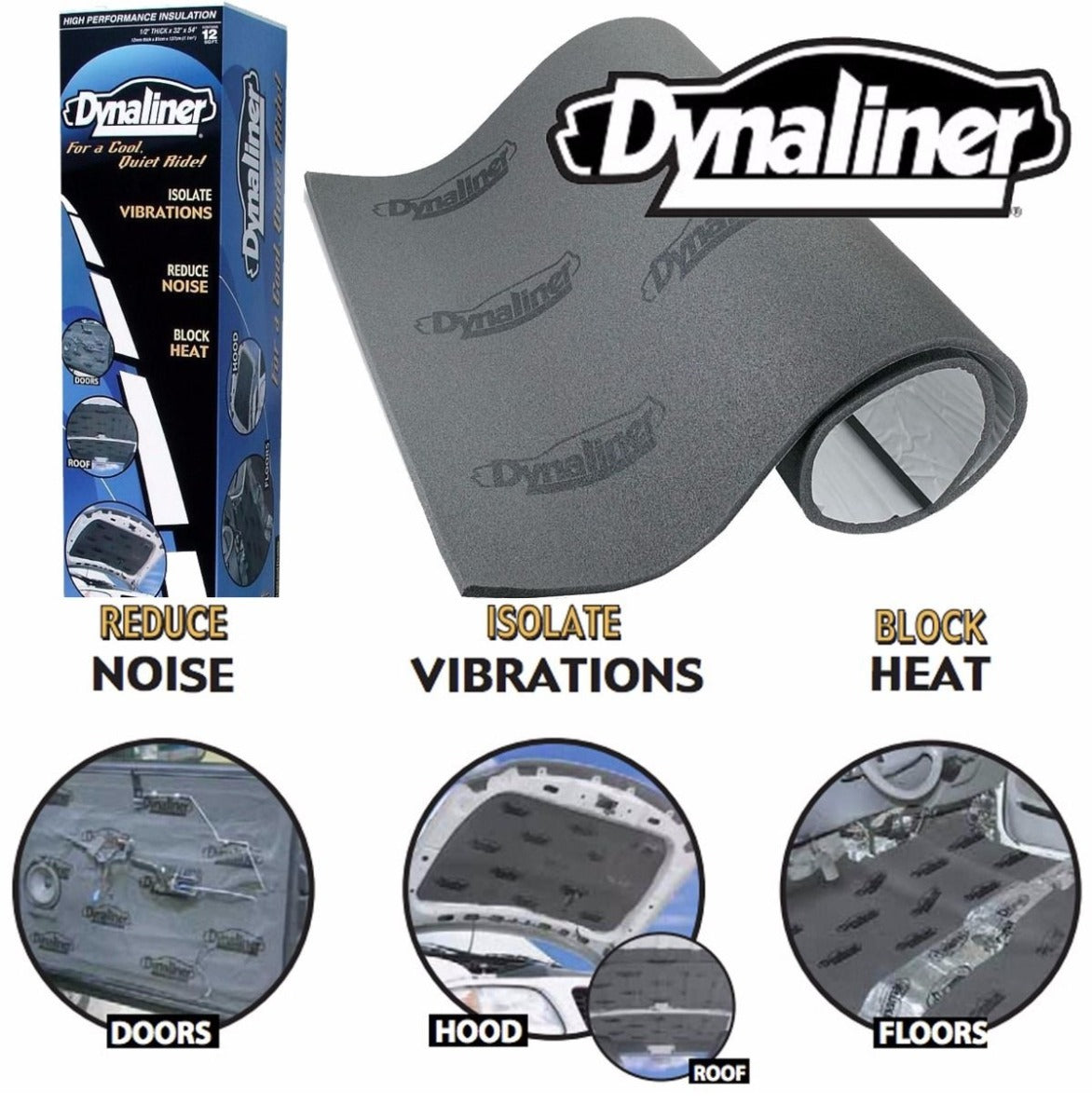 Dynamat Dynaliner 1/2" DYN11103 Bonnet Floor Sound Deadening Mat with Heat Blocking Properties