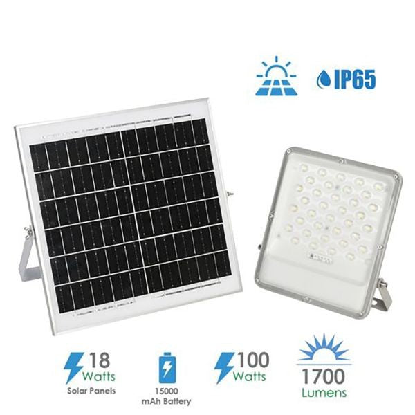 ENER-J E191 100W LED Floodlight with Solar Panel IP65 & Remote Control