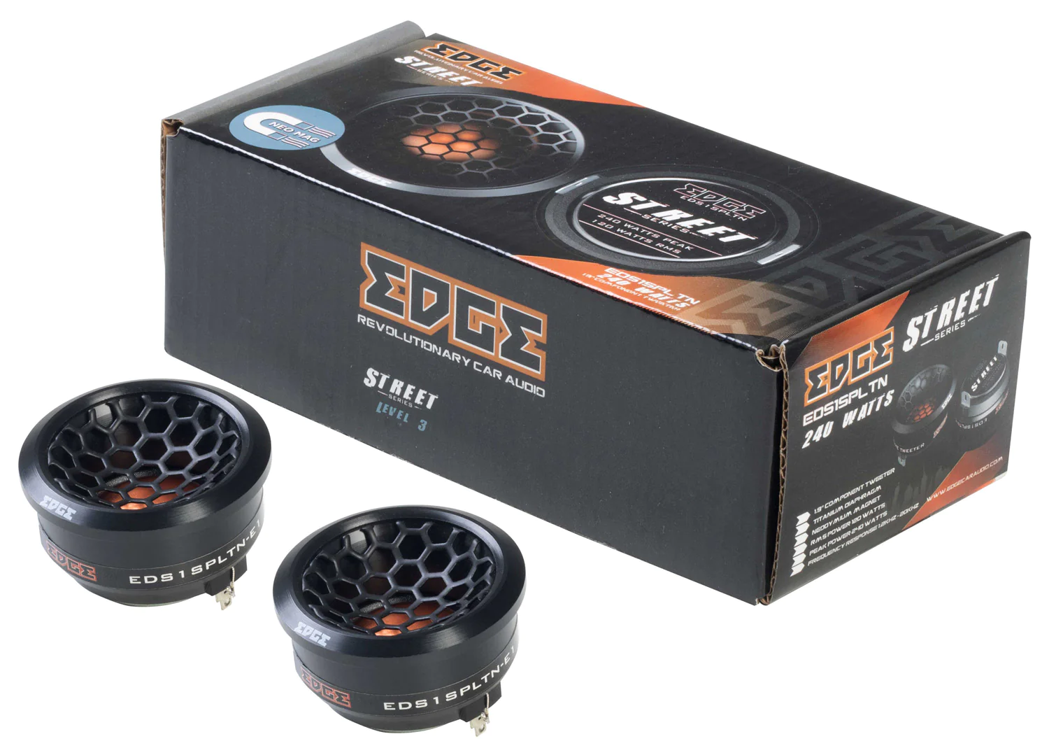 Edge EDS1SPLTN-E1 Street Series  1.9" Silk Dome Car SPL Tweeter 240W Total Power - PAIR