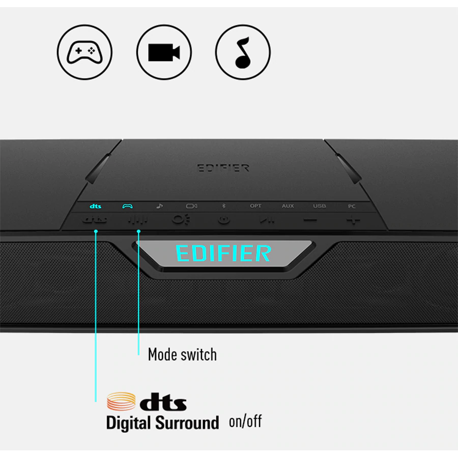Edifier G7000 Bluetooth Gaming Soundbar with Wireless Subwoofer and RGB Lighting Black