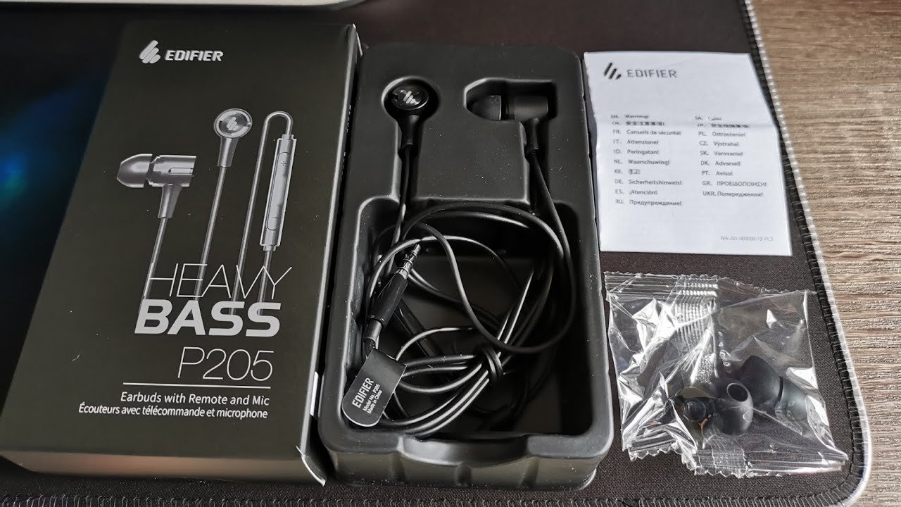 EDIFIER P205 Heavy Bass Wired Earbuds with Remote and Mic - Black
