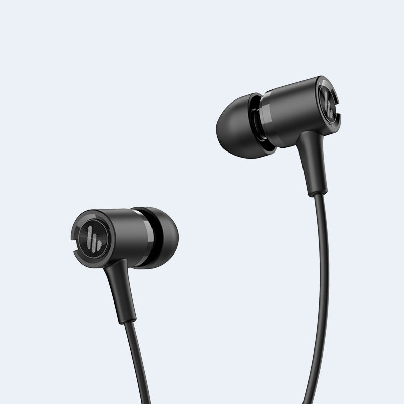 EDIFIER P205 Heavy Bass Wired Earbuds with Remote and Mic - Black