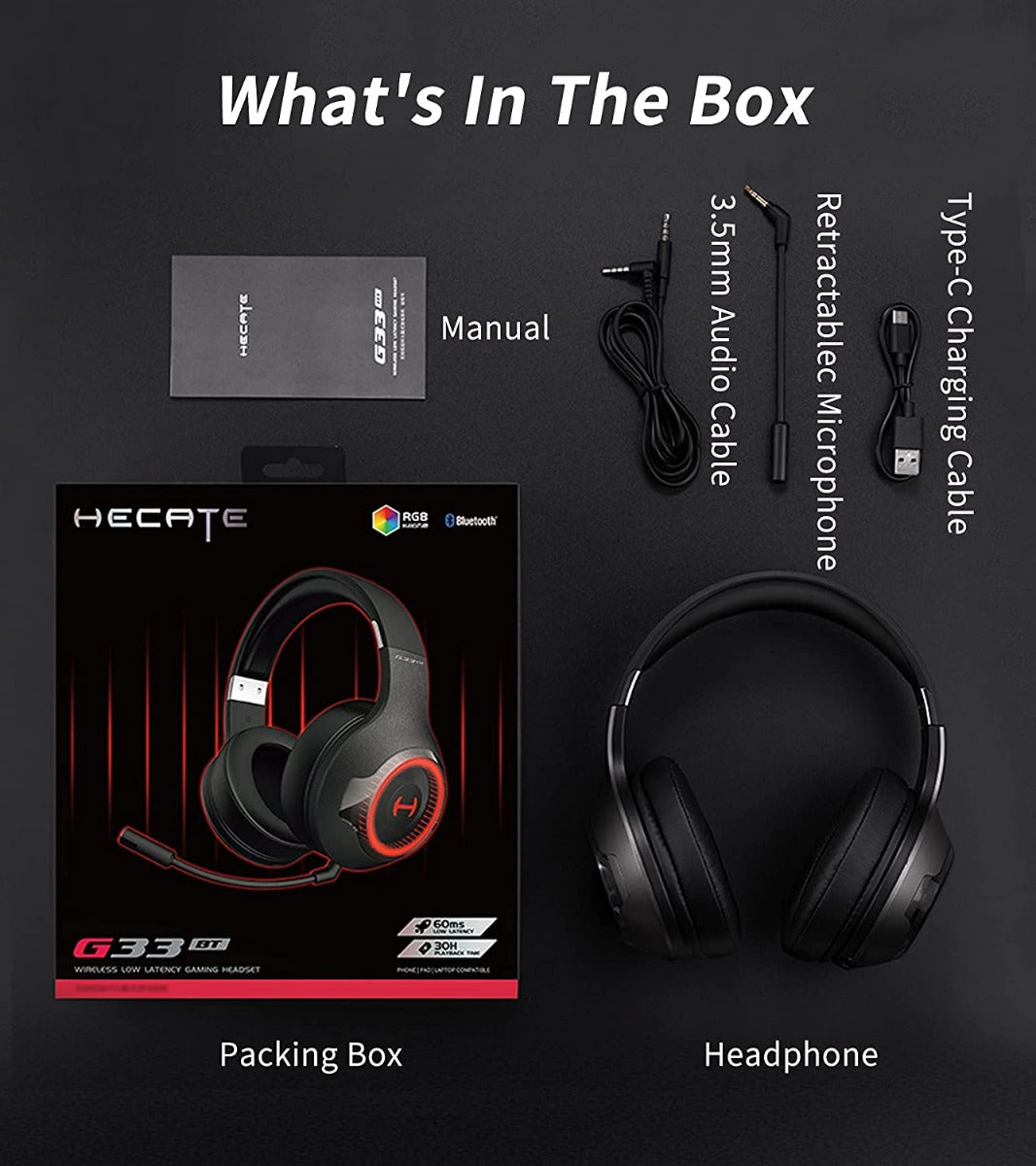 EDIFIER HECATE G33BT Bluetooth 5.0 Low-latency Gaming Headset - Black