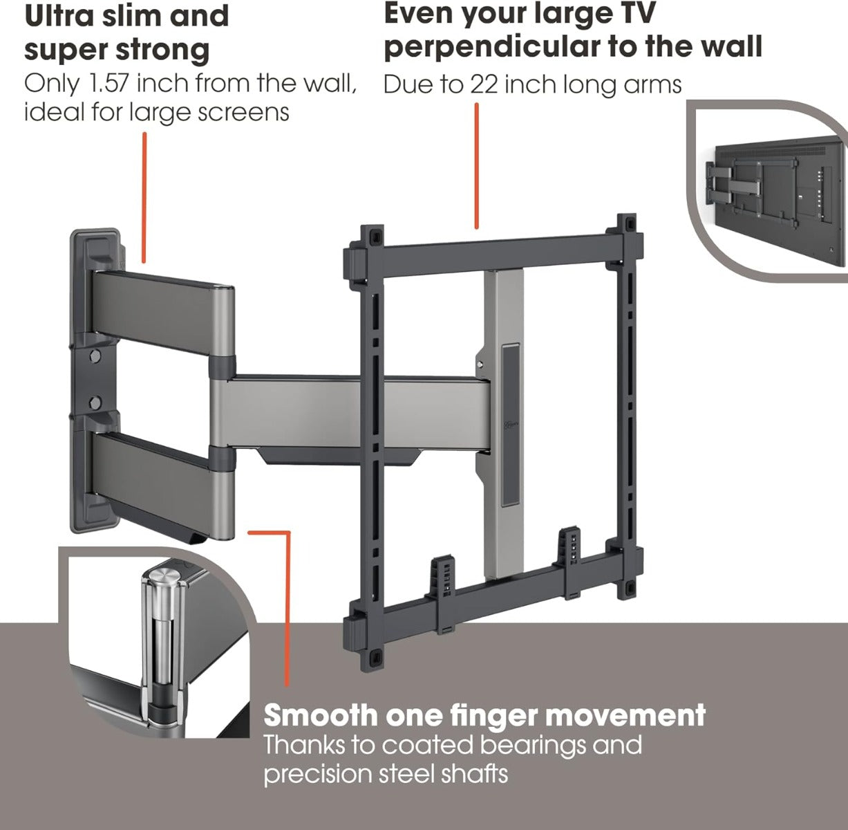 Vogels Elite TVM 5445 Black Full Motion TV Wall Bracket in Black