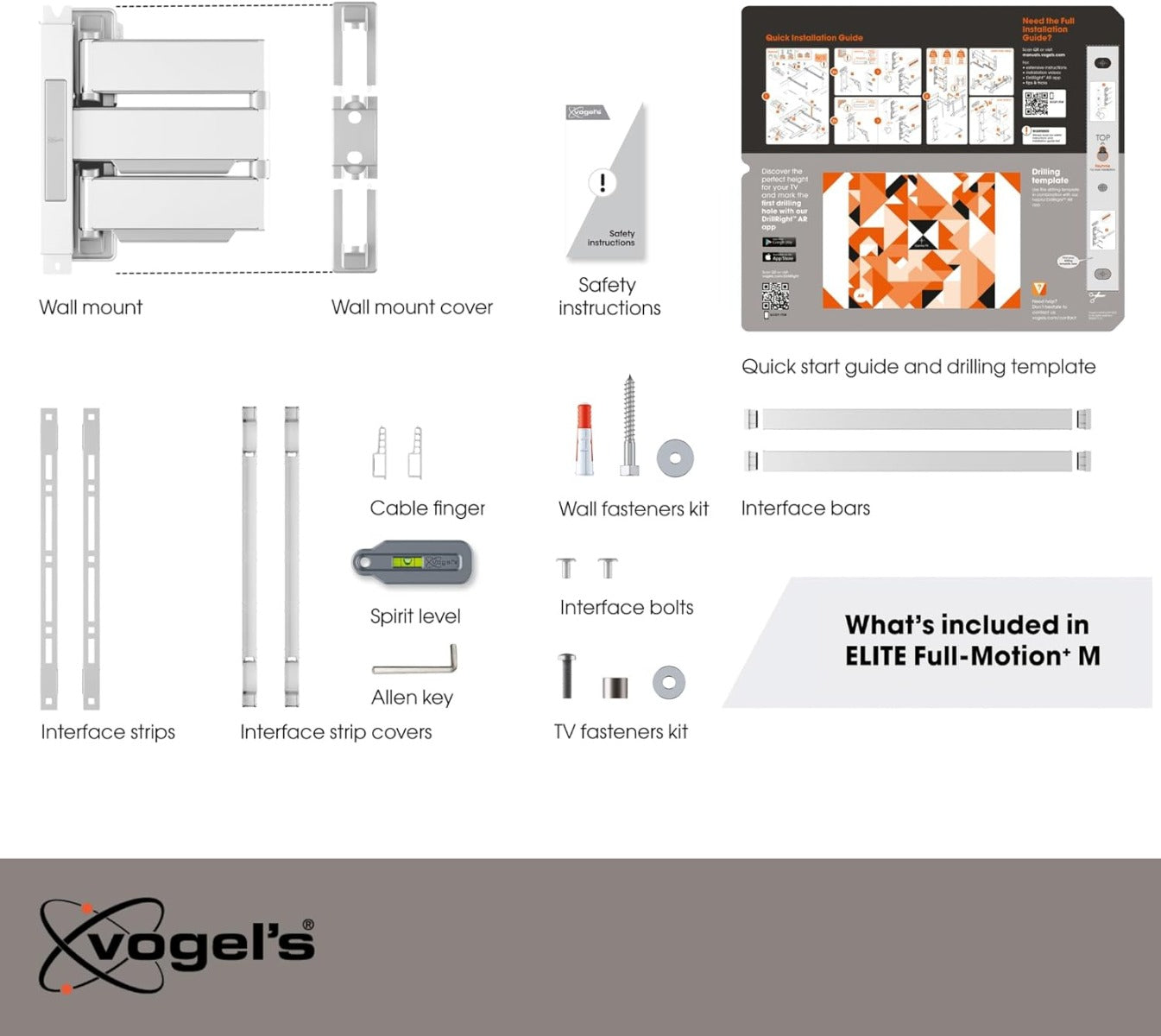 Vogels Elite TVM 5445 Black Full Motion TV Wall Bracket in White