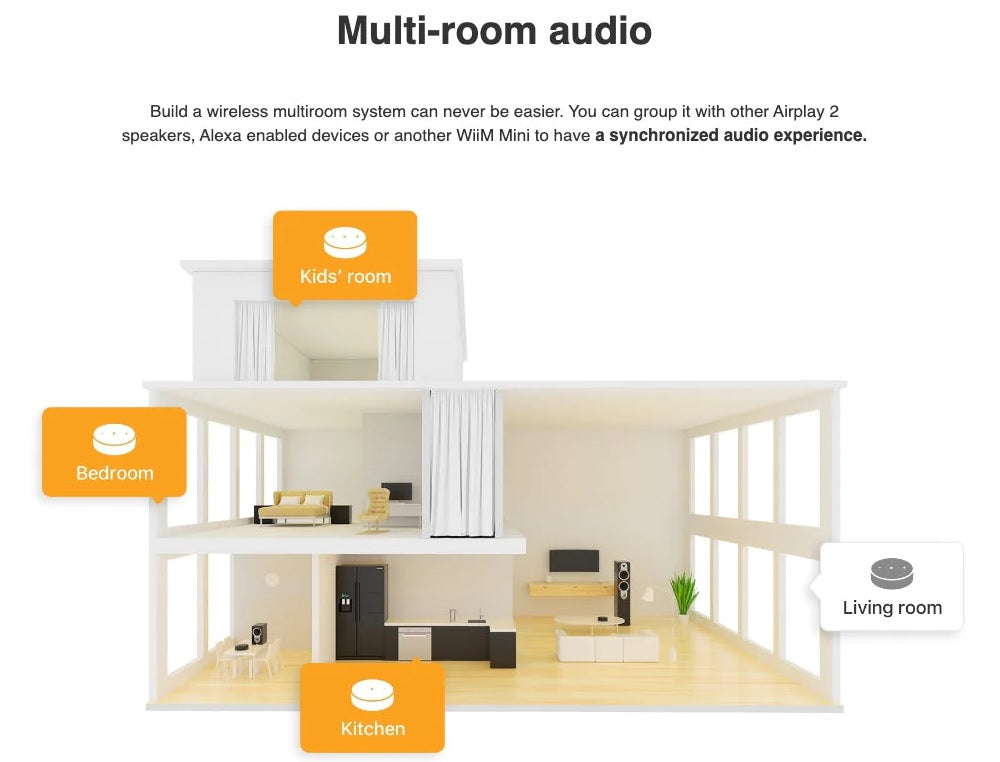 Elipson WM Multiroom Network Player Stream Remotely via WiFi, Airplay 2 or BT 5.2.