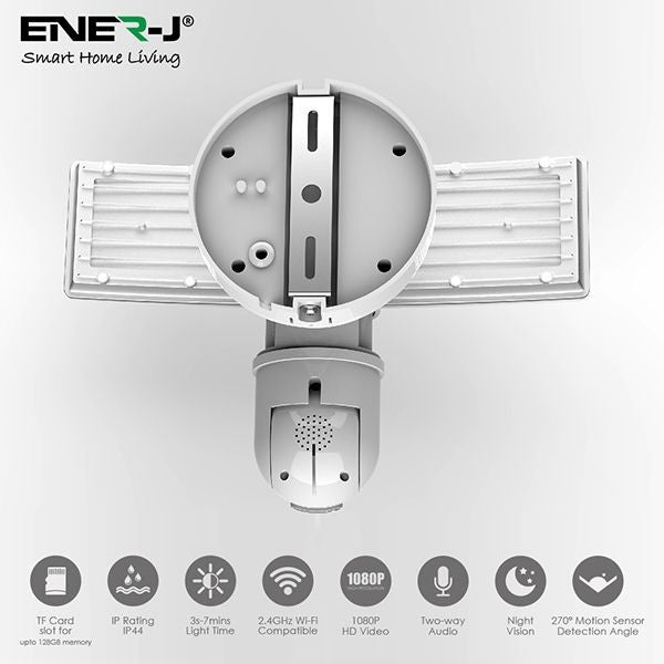 ENER-J SHA5293 Smart WiFi LED Floodlight Security Camera System 1080P - White
