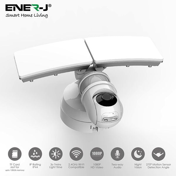 ENER-J SHA5293 Smart WiFi LED Floodlight Security Camera System 1080P - White