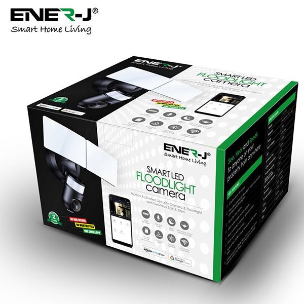 ENER-J SHA5293 Smart WiFi LED Floodlight Security Camera System 1080P - White