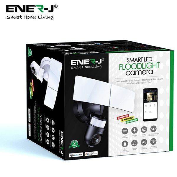 ENER-J SHA5294 Smart WiFi LED Floodlight Security Camera System 1080P - Black