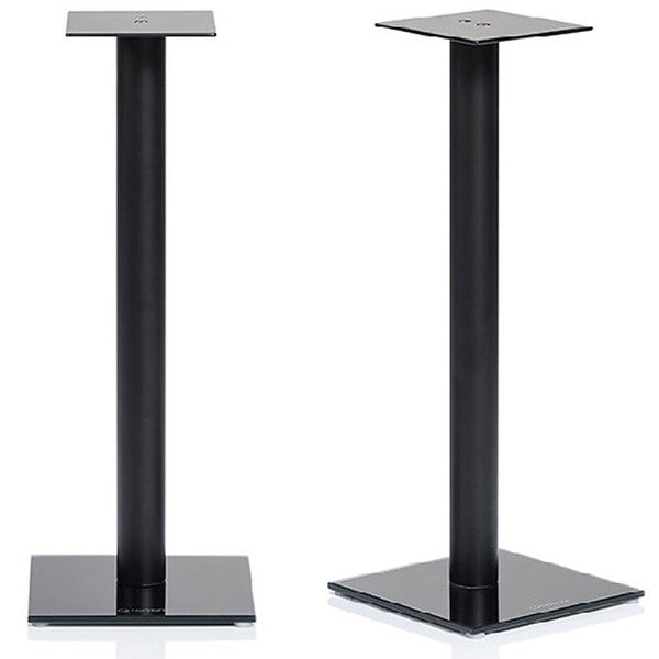 NorStone Epur Black Glass & Brushed Steel 600mm High Speaker Stands - Black