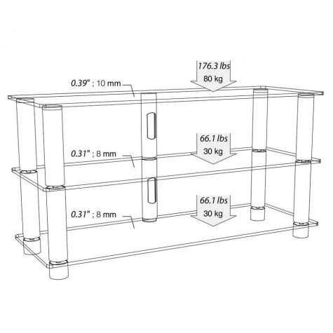 Norstone EPUR 3  HiFi 3 shelf TV/ HI-FI Stand in Satin Finish