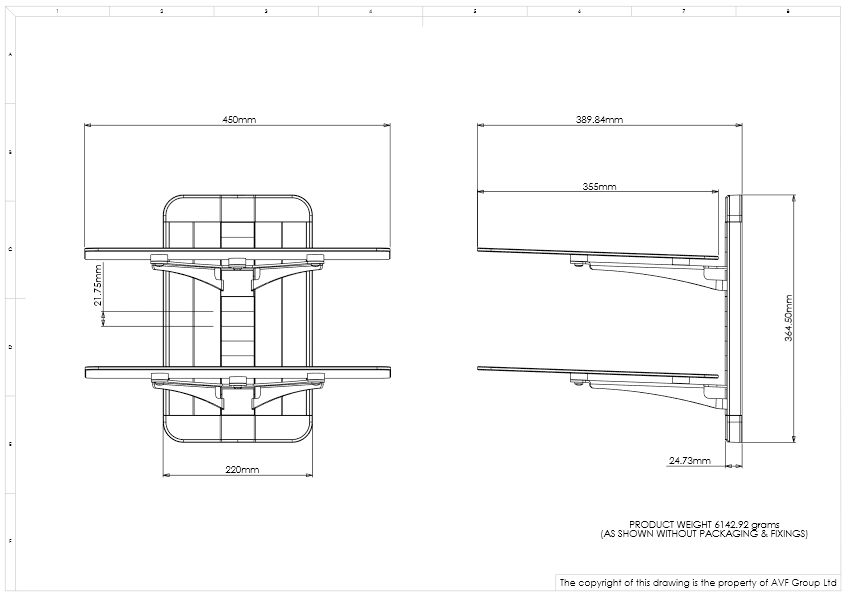 AVF ESL422B Tilt & Turn TV Wall Mount with AV Shelving for Screens Up To 47"