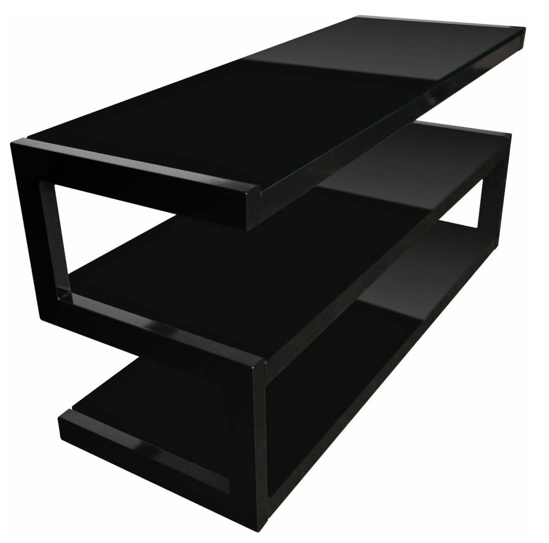 Norstone ESSEAVBK Esse “S” Shaped TV Stand / AV Rack 1100mm Black with Black Glass