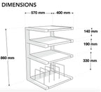 Norstone ESSE HiFi 4 shelf TV/ HI-FI Stand with vinyl records rack in Black/Frosted Finish ESSEVB
