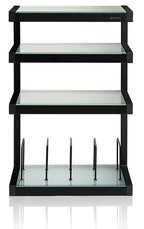 Norstone ESSE HiFi 4 shelf TV/ HI-FI Stand with vinyl records rack in Black/Frosted Finish ESSEVB