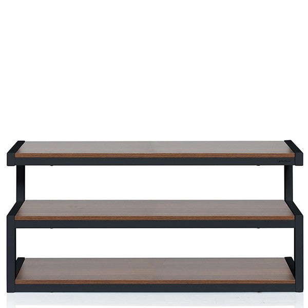 Norstone ESSEAVBW Esse “S” Shaped TV Stand / AV Rack 1100mm Black/Walnut with Walnut Veneer Shelves